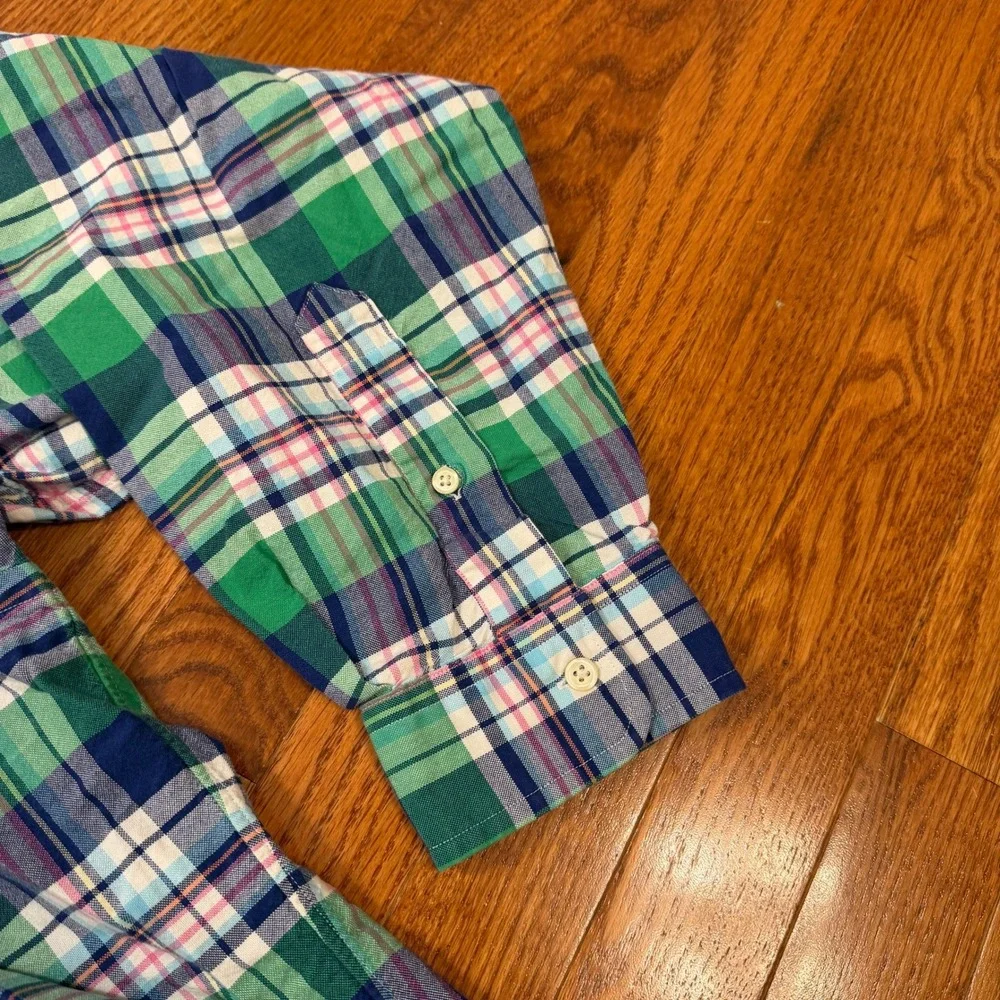 Polo Ralph Lauren Button-Down Shirt Mens 3XLT Madras Plaid Colorful Flesh Pony